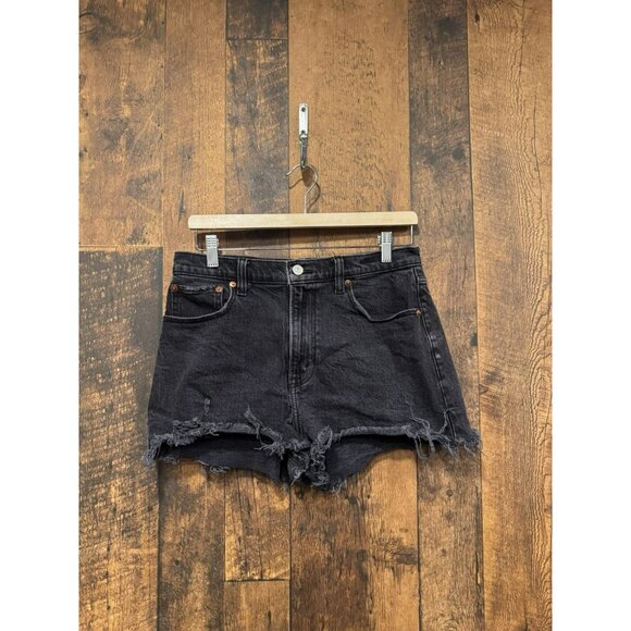 abercrombie and fitch the cutoff short high rise Black Size 28 EUC - Picture 2 of 6